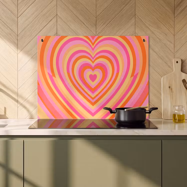 Hart - Concentrisch - Abstract - Liefde - Kleurrijk Inductie beschemer met haakjes klein -sfeer2