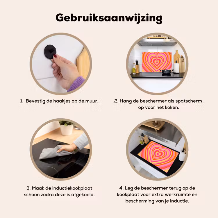 Hart - Concentrisch - Abstract - Liefde - Kleurrijk Inductie beschemer met haakjes klein -ky-gebruik-nl