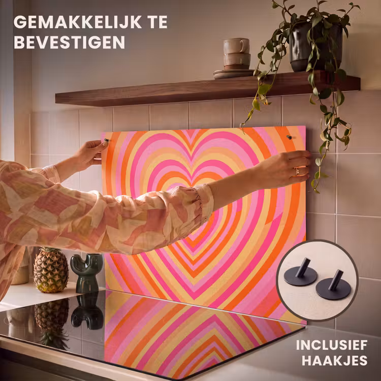 Hart - Concentrisch - Abstract - Liefde - Kleurrijk Inductie beschemer met haakjes klein -ky-ophangen-nl