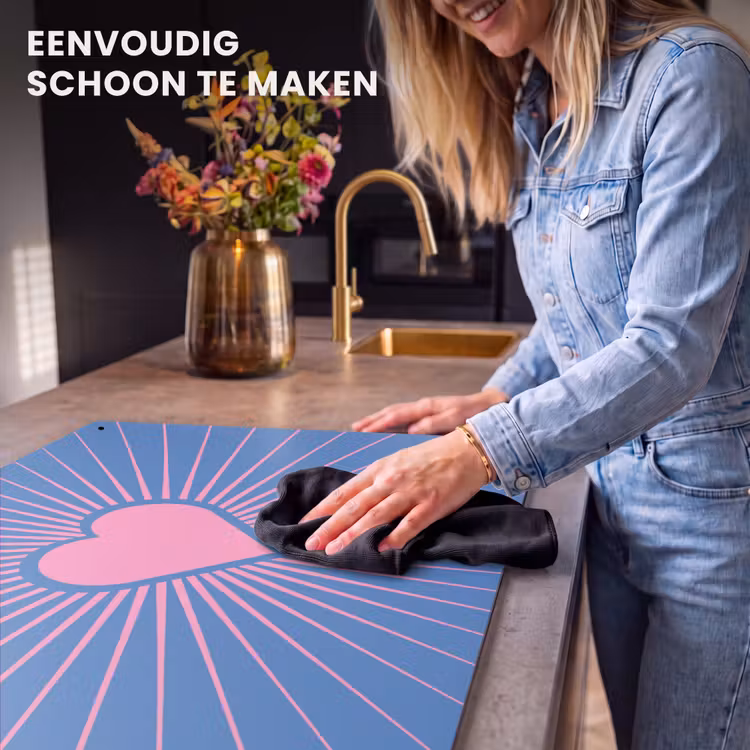 Hart - Stralen - Liefde - Modern - Roze Inductie beschemer met haakjes klein -ky-schoon-nl