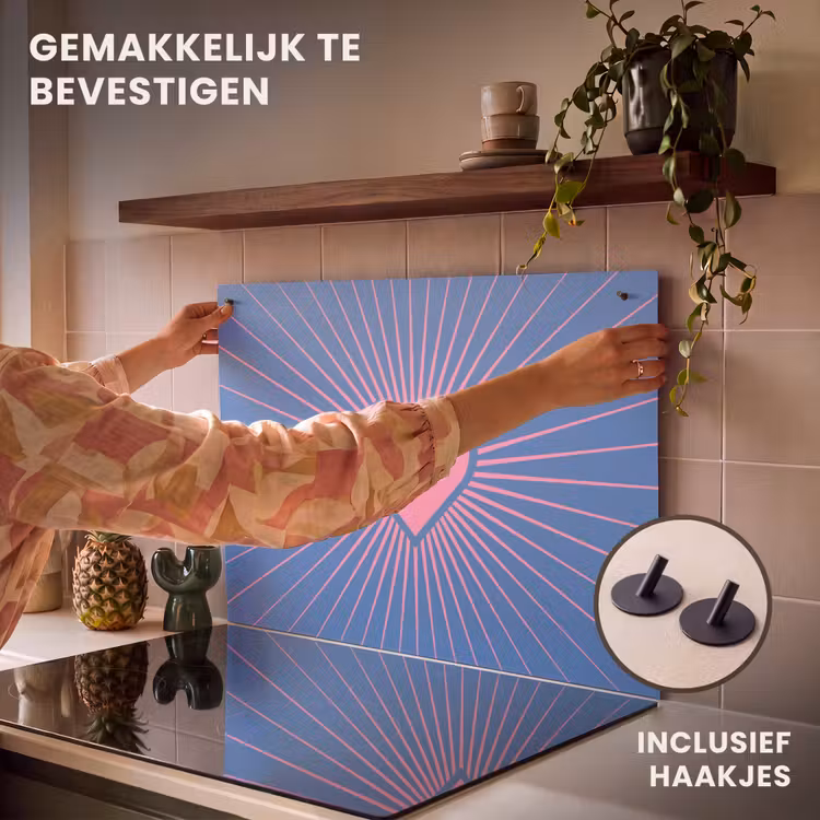 Hart - Stralen - Liefde - Modern - Roze Inductie beschemer met haakjes klein -ky-ophangen-nl