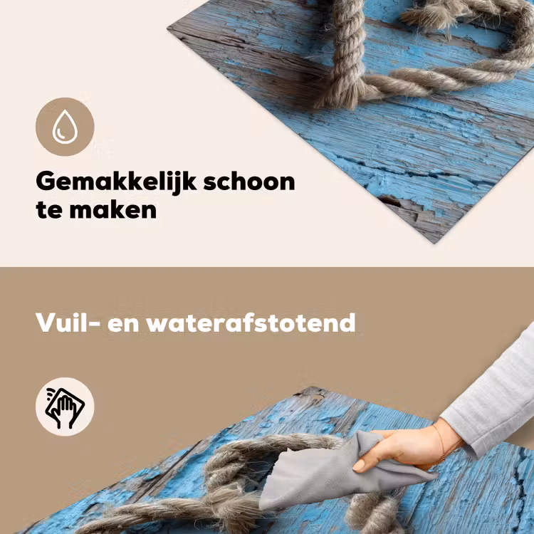 Hart - Touw - Hout - Rustiek Inductie beschemer met haakjes middel -ky-schoon-nl
