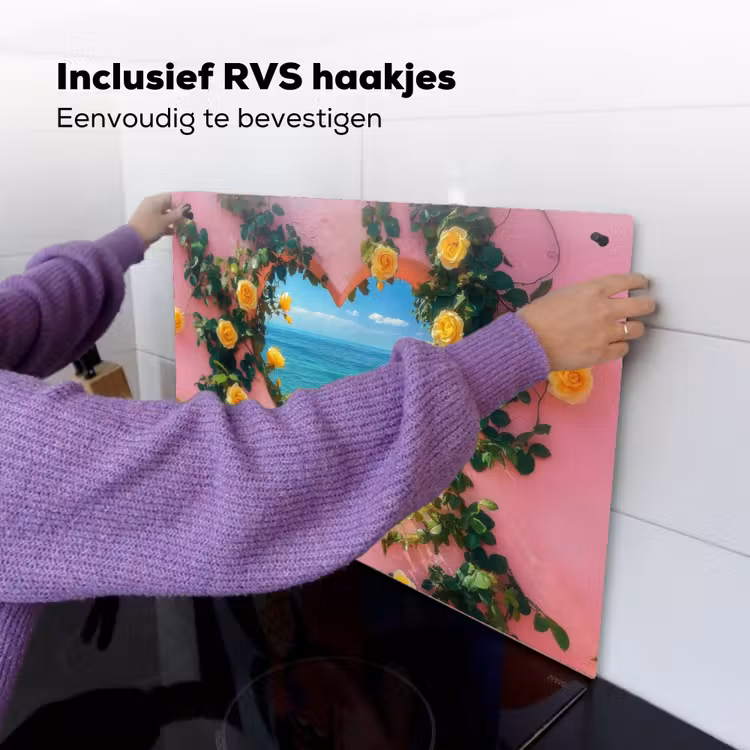 Hart - Zee - Muur Inductie beschemer met haakjes klein -ky-ophangen-nl