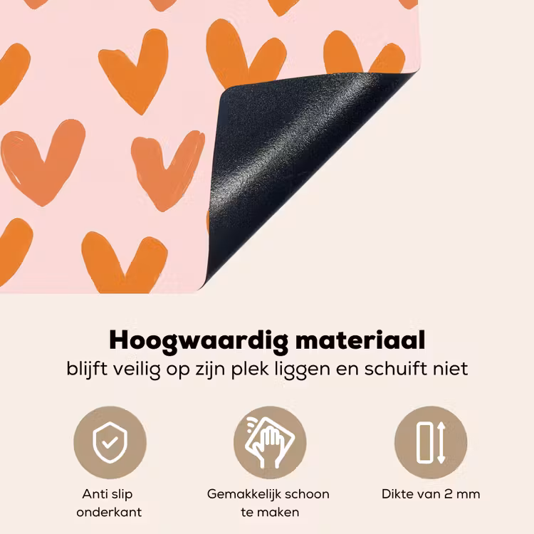 Hartjes - Getekend - Oranje Inductie beschemer met haakjes klein 777 -ky-onderkant-nl