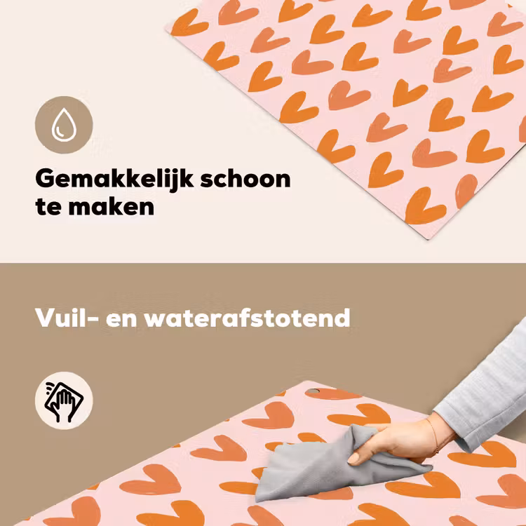 Hartjes - Getekend - Oranje Inductie beschemer met haakjes klein 777 -ky-schoon-nl