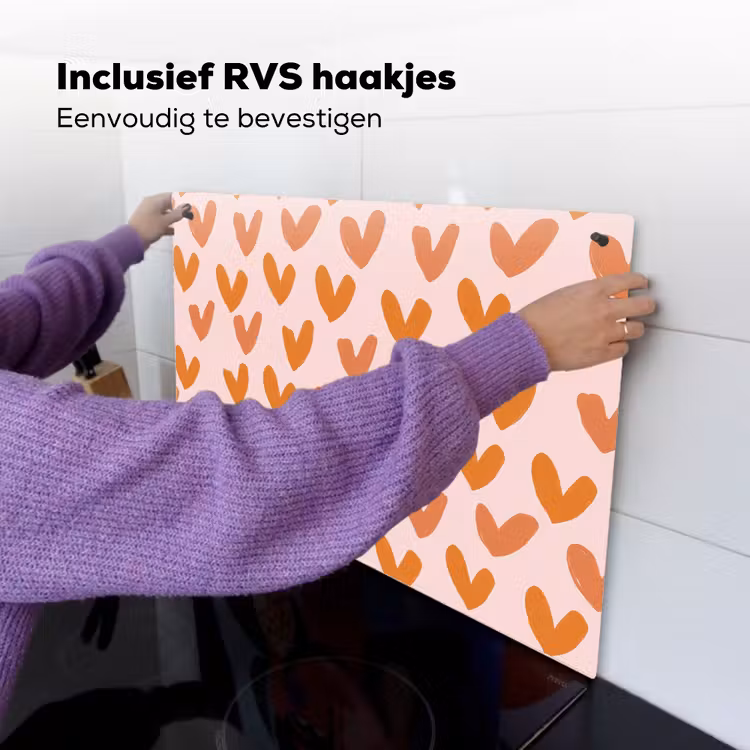 Hartjes - Getekend - Oranje Inductie beschemer met haakjes klein 777 -ky-ophangen-nl