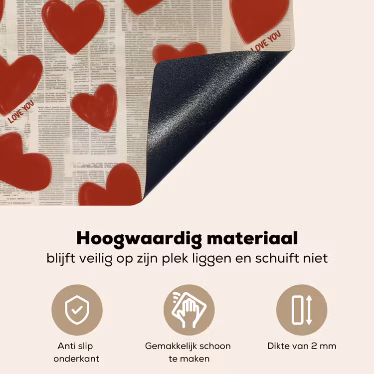 Hartjes - Krant - Loveyou Inductie beschemer met haakjes klein -ky-onderkant-nl