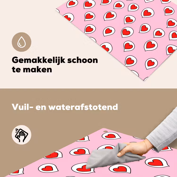Hartjes - Patroon - Rood Inductie beschemer met haakjes klein 777 -ky-schoon-nl