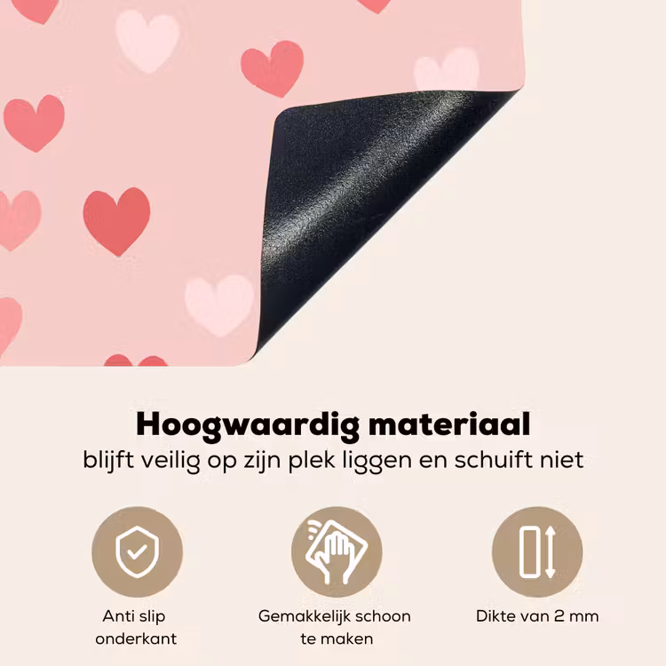 Hartjes - Patroon - Roze - Eenvoudig Inductie beschemer met haakjes middel -ky-onderkant-nl