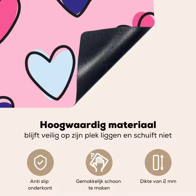 Hartjes - Valentijn - Patroon - Kleurrijk Inductie beschemer met haakjes klein -ky-onderkant-nl