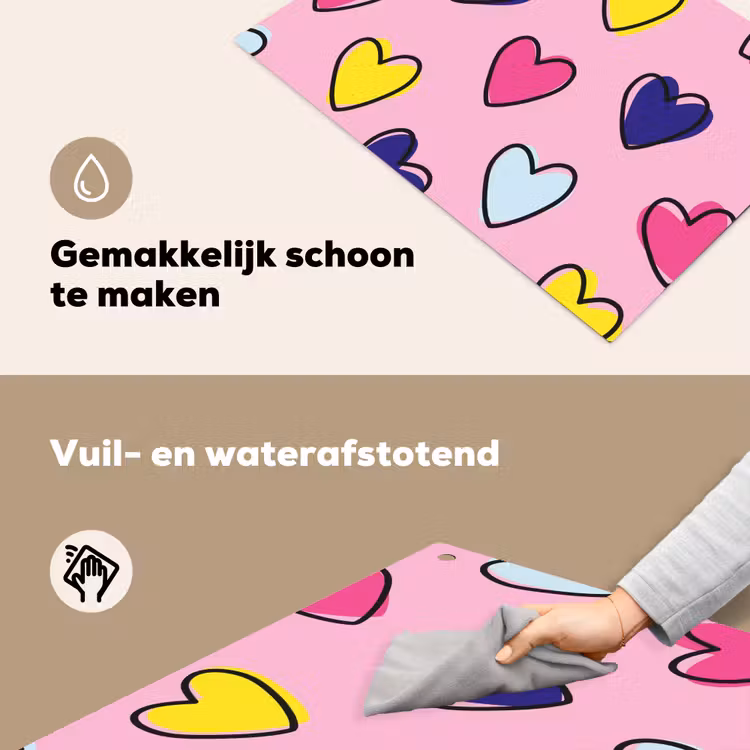 Hartjes - Valentijn - Patroon - Kleurrijk Inductie beschemer met haakjes klein -ky-schoon-nl