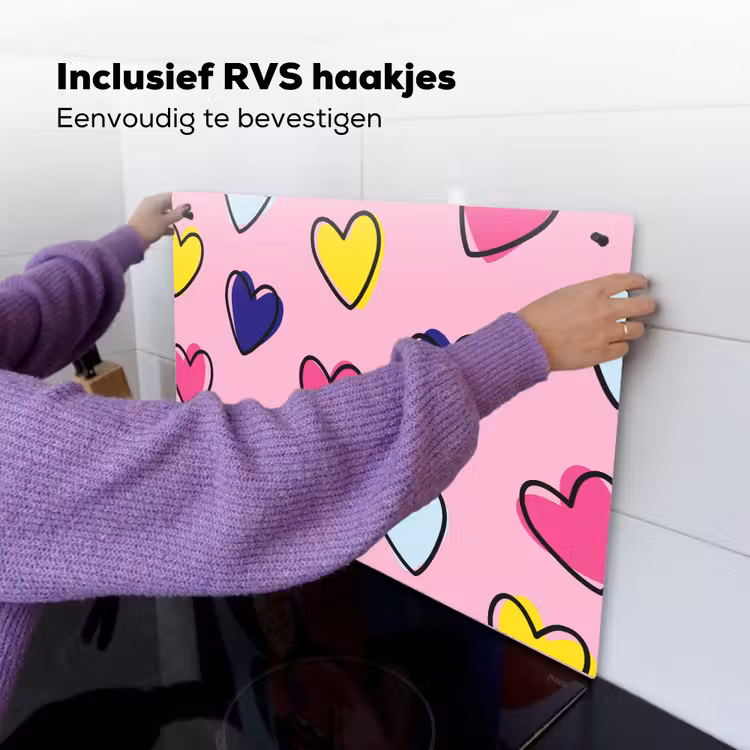 Hartjes - Valentijn - Patroon - Kleurrijk Inductie beschemer met haakjes klein -ky-ophangen-nl
