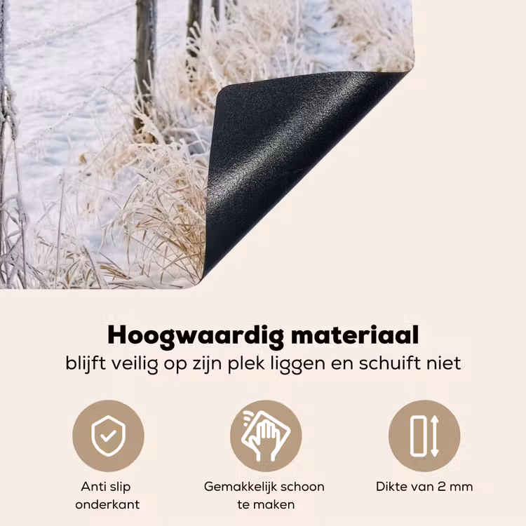 Hek - Sneeuw - Mist - Platteland - Nostalgisch Inductie beschemer met haakjes klein -ky-onderkant-nl