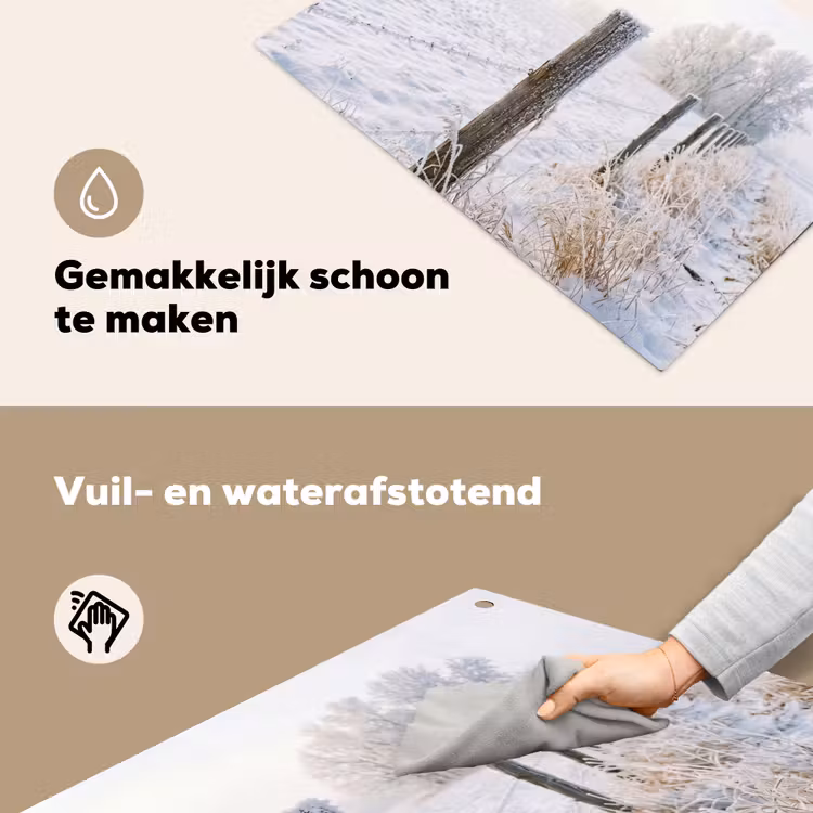 Hek - Sneeuw - Mist - Platteland - Nostalgisch Inductie beschemer met haakjes klein -ky-schoon-nl