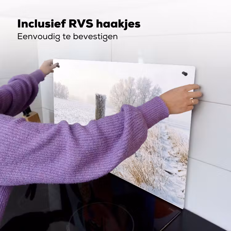 Hek - Sneeuw - Mist - Platteland - Nostalgisch Inductie beschemer met haakjes klein -ky-ophangen-nl