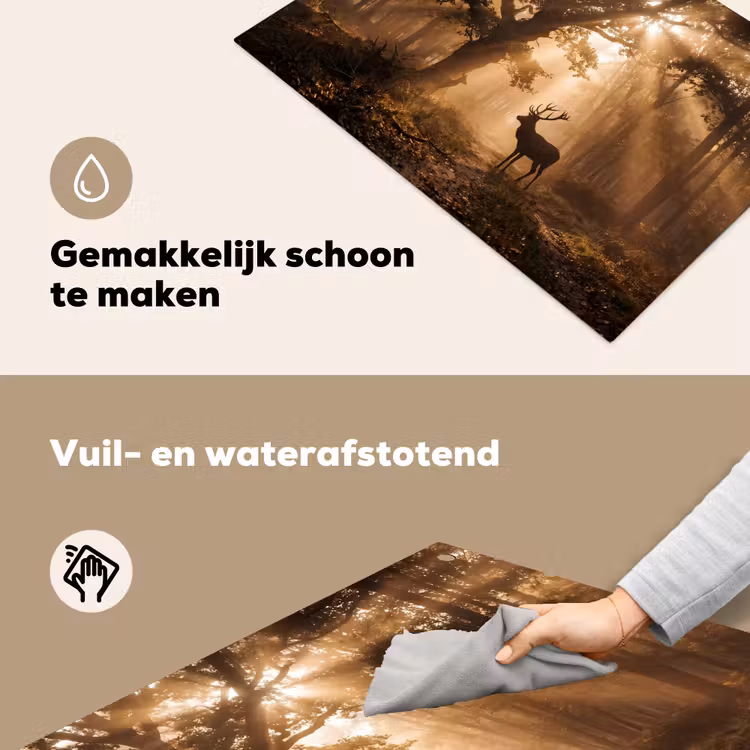 Hert - Bos - Mistig - Natuur - Goud Inductie beschemer met haakjes klein -ky-schoon-nl