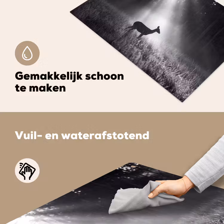 Hert - Bos - Zonnestralen - Zwart-wit - Natuur Inductie beschemer met haakjes klein -ky-schoon-nl