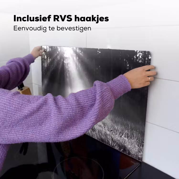 Hert - Bos - Zonnestralen - Zwart-wit - Natuur Inductie beschemer met haakjes klein -ky-ophangen-nl