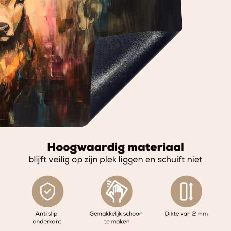Hert - Geverfd - Gewei - Bruin Inductie beschemer met haakjes klein -ky-onderkant-nl