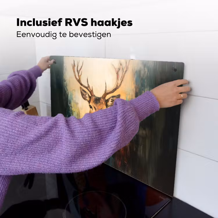 Hert - Geverfd - Gewei - Bruin Inductie beschemer met haakjes klein -ky-ophangen-nl