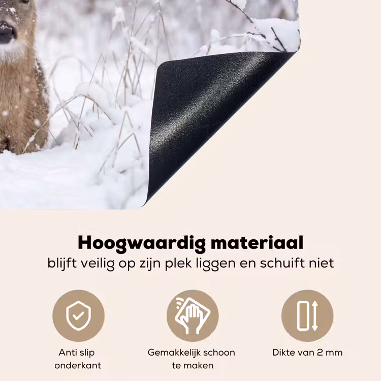 Hert - Sneeuw - Bos - Dieren - Vertederend Inductie beschemer met haakjes klein -ky-onderkant-nl