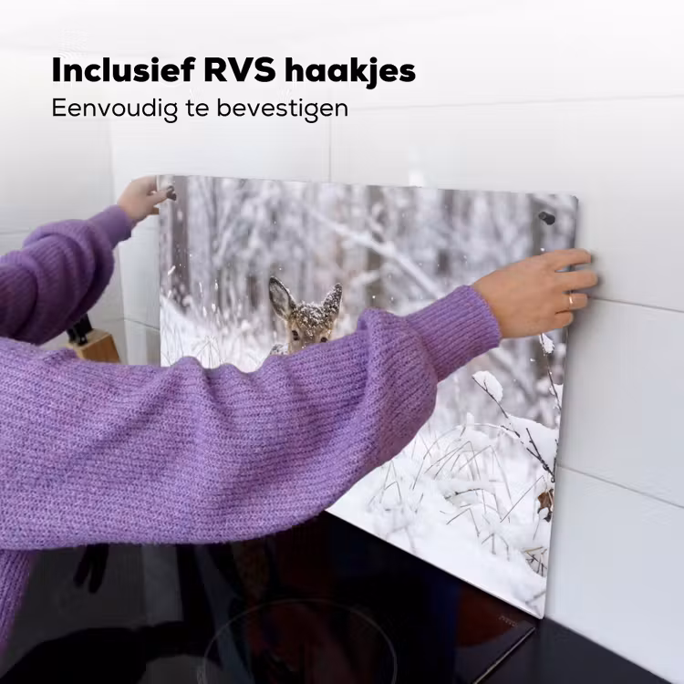 Hert - Sneeuw - Bos - Dieren - Vertederend Inductie beschemer met haakjes klein -ky-ophangen-nl