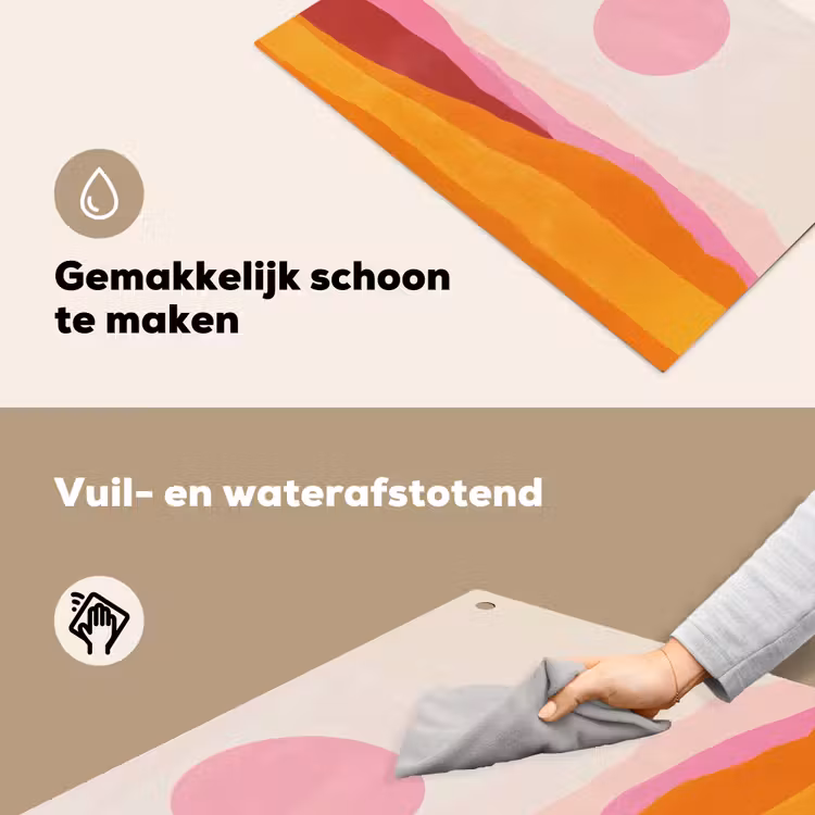 Heuvels - Oranje - Zon - Abstract Inductie beschemer met haakjes klein -ky-schoon-nl