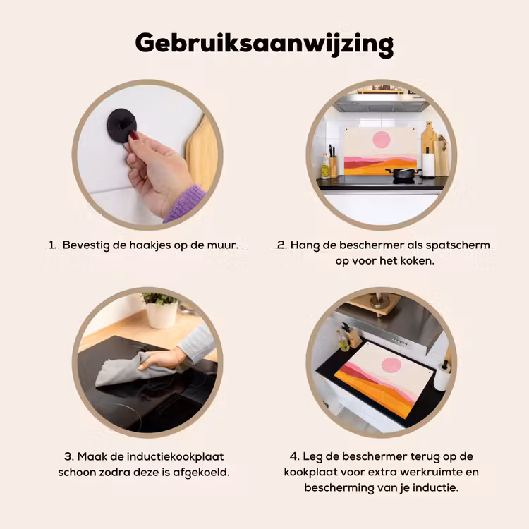 Heuvels - Oranje - Zon - Abstract Inductie beschemer met haakjes klein -ky-gebruik-nl