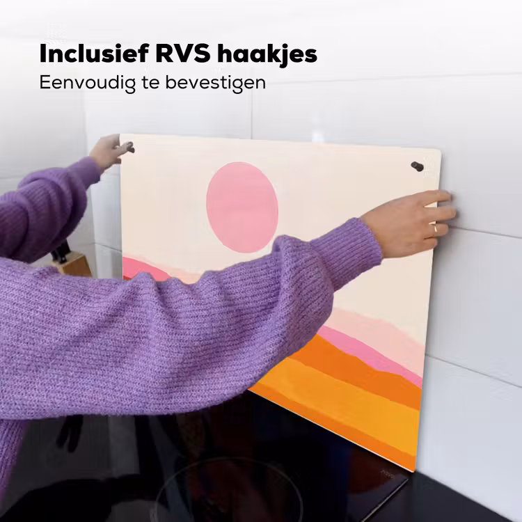 Heuvels - Oranje - Zon - Abstract Inductie beschemer met haakjes klein -ky-ophangen-nl