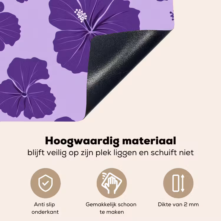 Hibiscus - Bloemen - Paars Inductie beschemer met haakjes klein 777 -ky-onderkant-nl