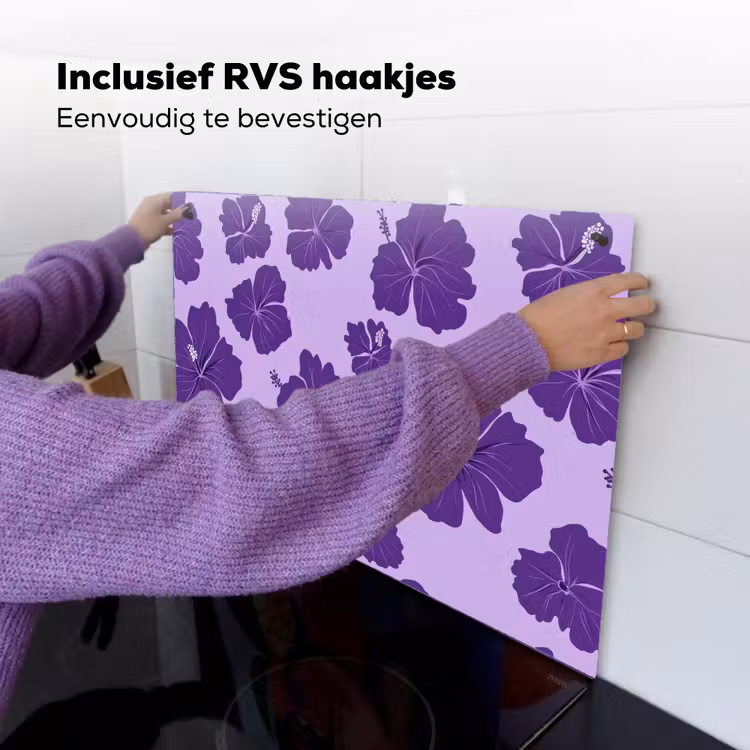 Hibiscus - Bloemen - Paars Inductie beschemer met haakjes klein 777 -ky-ophangen-nl