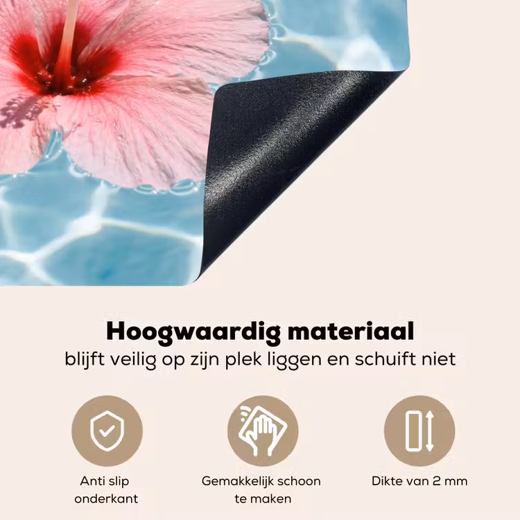 Hibiscus - Water - Roze Inductie beschemer met haakjes klein -ky-onderkant-nl