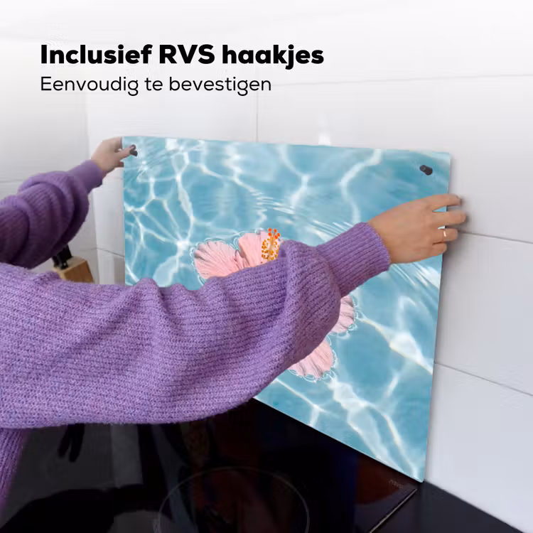 Hibiscus - Water - Roze Inductie beschemer met haakjes klein -ky-ophangen-nl