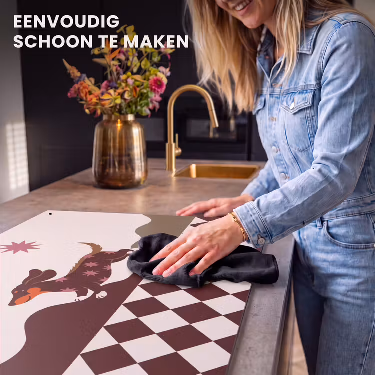 Hond - Abstract - Dieren - Modern - Bruin Inductie beschemer met haakjes klein -ky-schoon-nl