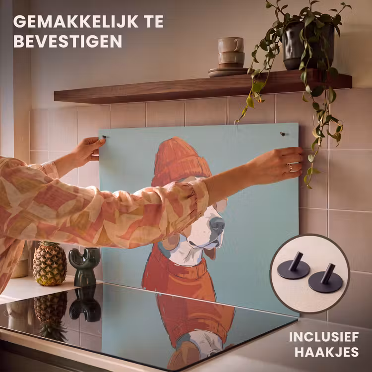 Hond - Beanie - Zonnebril - Dieren - Modern Inductie beschemer met haakjes klein -ky-ophangen-nl