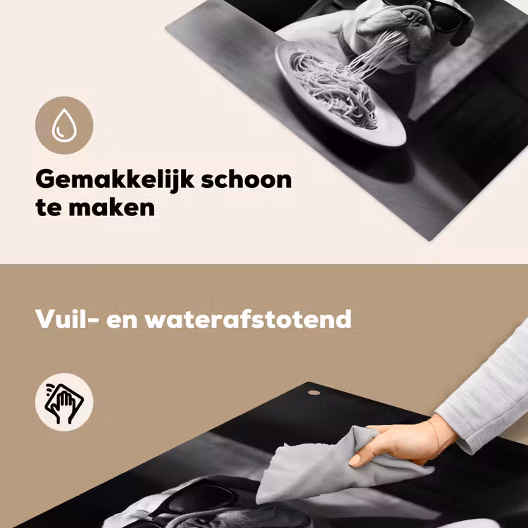 Hond - Bulldog - Pasta - Bril - Stoer - Dieren Inductie beschemer met haakjes klein -ky-schoon-nl
