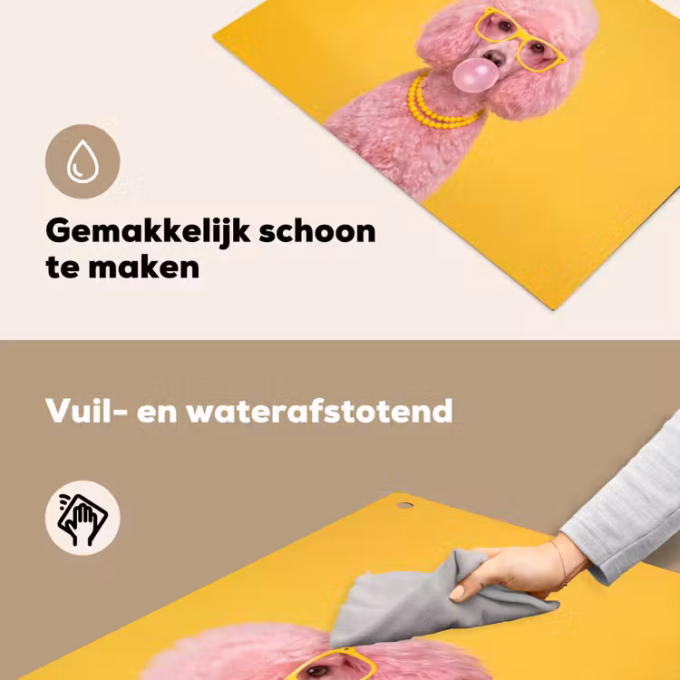 Hond - Kauwgum - Dieren - Modern - Roze Inductie beschemer met haakjes klein -ky-schoon-nl