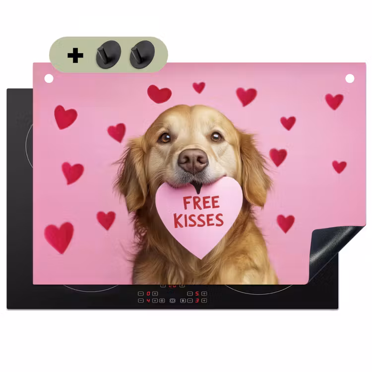 Hond - Kiss- Valentijn - Hartjes Inductie beschemer met haakjes klein -3d