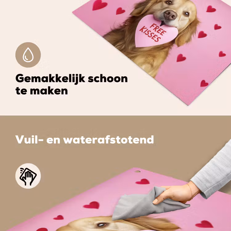 Hond - Kiss- Valentijn - Hartjes Inductie beschemer met haakjes klein -ky-schoon-nl