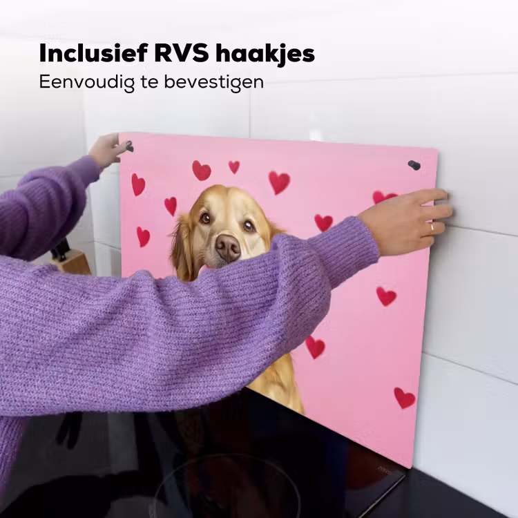 Hond - Kiss- Valentijn - Hartjes Inductie beschemer met haakjes klein -ky-ophangen-nl