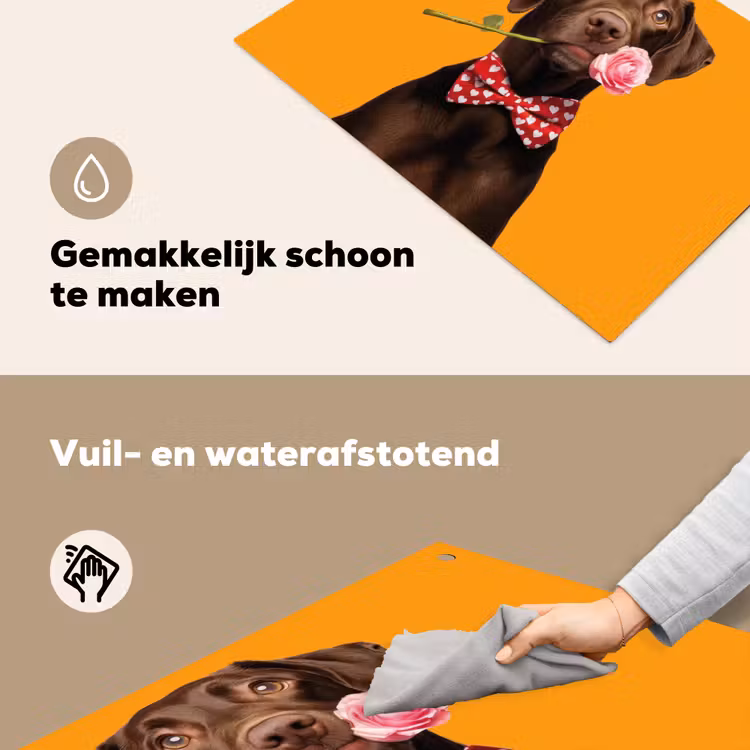 Hond - Oranje - Roos - Valentijn Inductie beschemer met haakjes klein -ky-schoon-nl