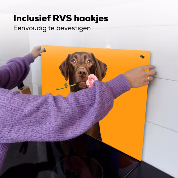 Hond - Oranje - Roos - Valentijn Inductie beschemer met haakjes klein -ky-ophangen-nl