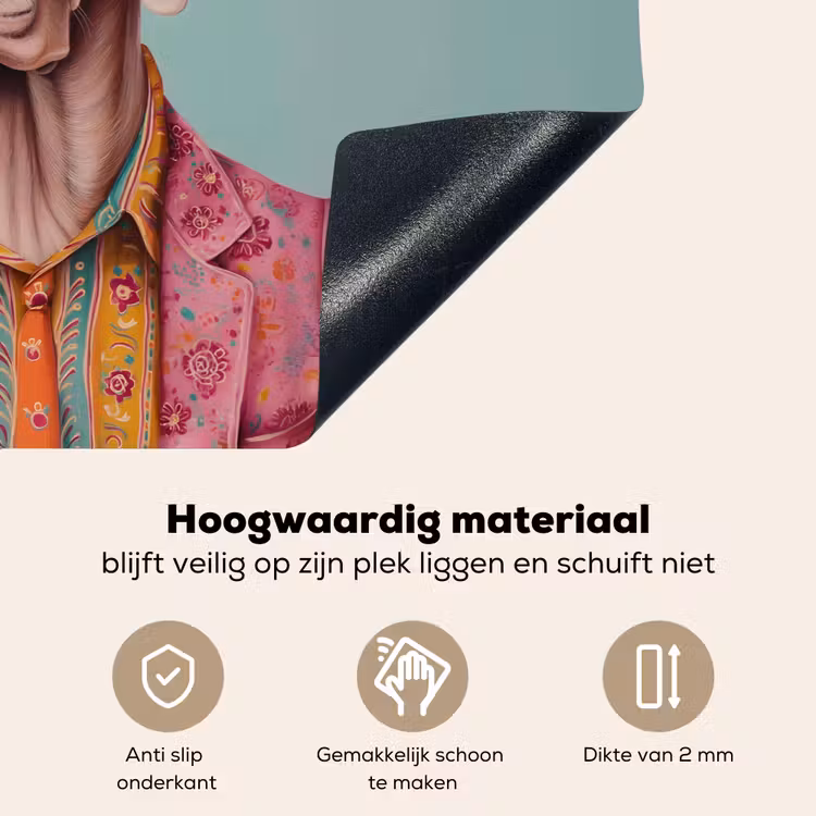 Hond - Overhemd - Bloemen - Bril Inductie beschemer met haakjes klein -ky-onderkant-nl