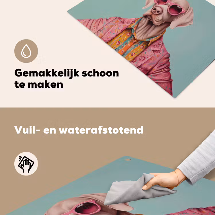 Hond - Overhemd - Bloemen - Bril Inductie beschemer met haakjes klein -ky-schoon-nl