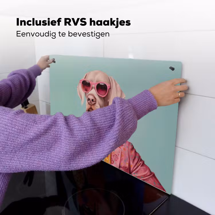 Hond - Overhemd - Bloemen - Bril Inductie beschemer met haakjes klein -ky-ophangen-nl