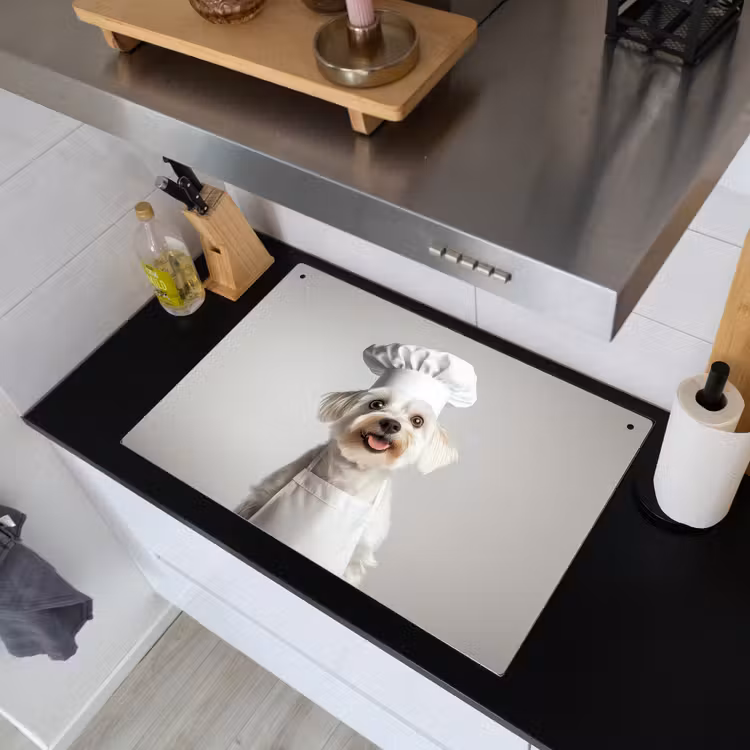 Hond - Wit - Kok Inductie beschemer met haakjes klein -sfeer1