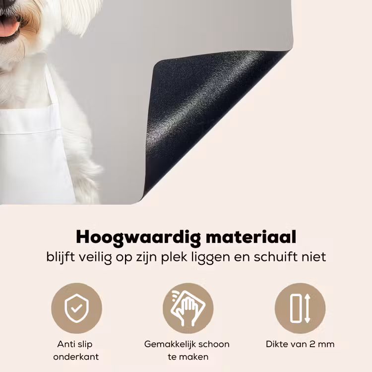Hond - Wit - Kok Inductie beschemer met haakjes klein -ky-onderkant-nl