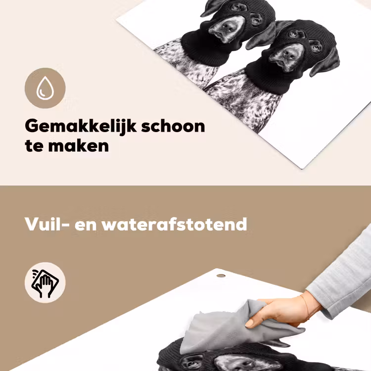 Honden - Bivakmuts - Zwart - wit Inductie beschemer met haakjes klein -ky-schoon-nl