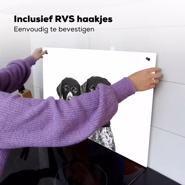 Honden - Bivakmuts - Zwart - wit Inductie beschemer met haakjes klein -ky-ophangen-nl