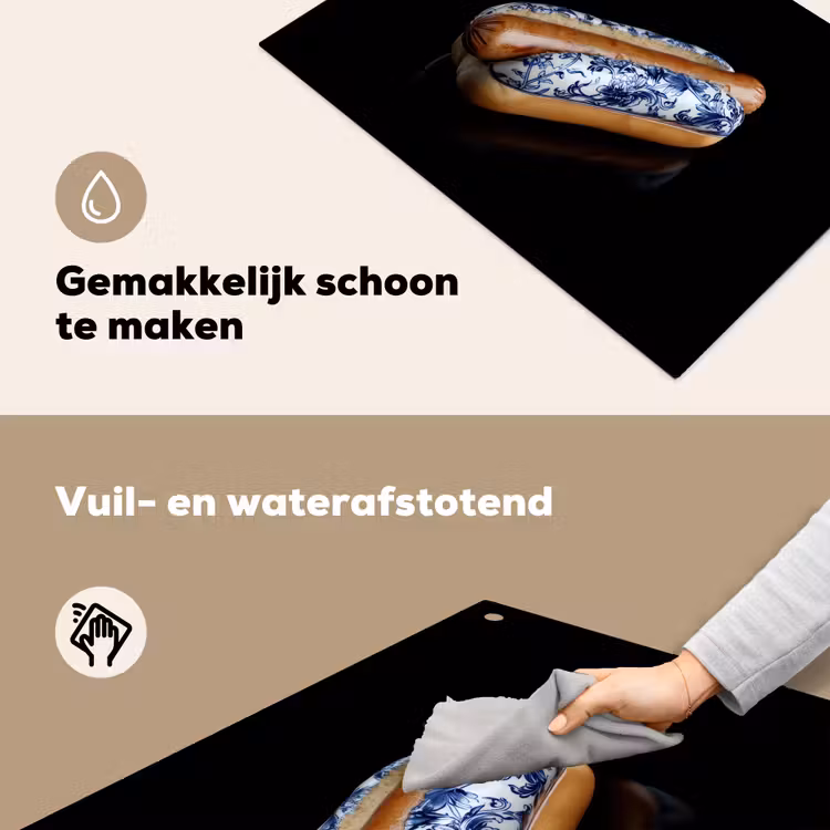 Hotdog - Porselein - Delfts blauw - Eten Inductie beschemer met haakjes klein -ky-schoon-nl